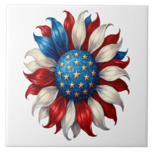 Sonnenblume Amerikanische Flagge 4. Juli Fliese