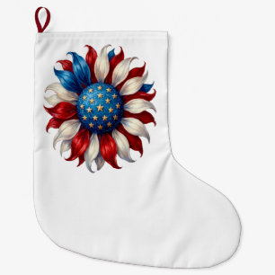 Sonnenblume Amerikanische Flagge 4. Juli Großer Weihnachtsstrumpf