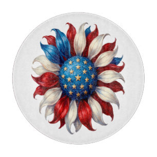 Sonnenblume Amerikanische Flagge 4. Juli Schneidebrett