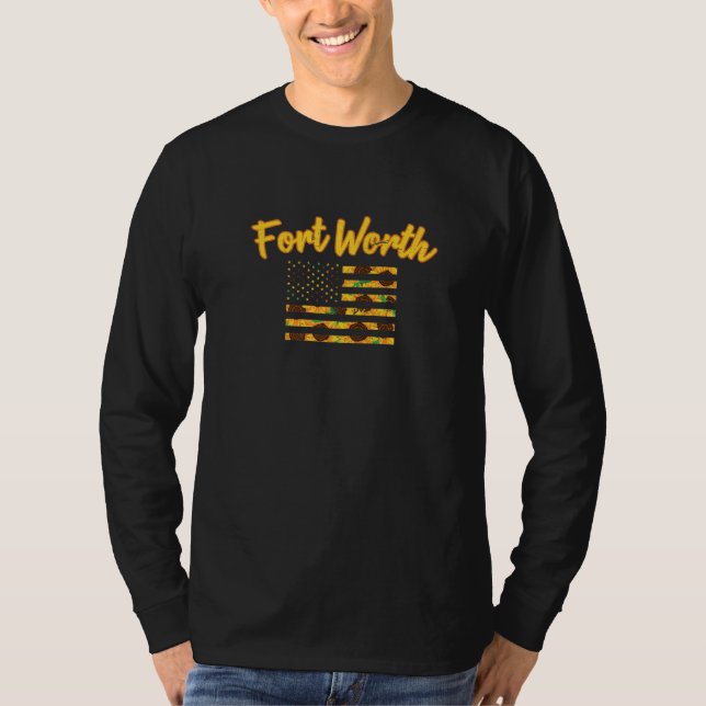 Sonnenblume amerikanische Flagge Fort Worth Patrio T-Shirt (Vorderseite)