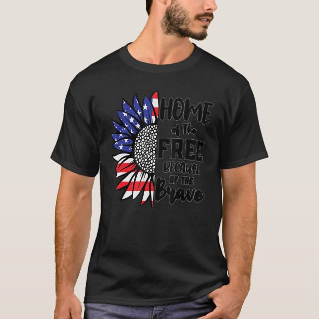 Sonnenblume Amerikanische Flagge für Männer Frauen T-Shirt (Vorderseite)