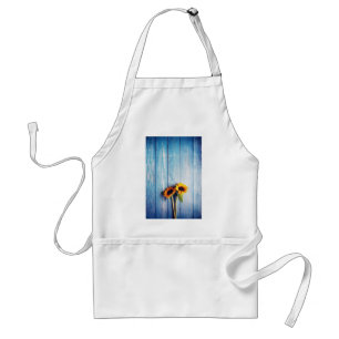 Sonnenblume an der blauen Holzwand Schürze