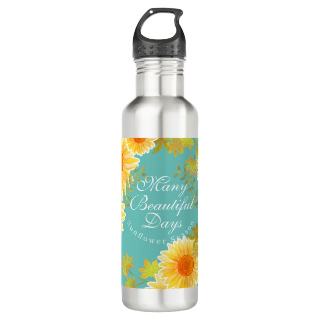 Sonnenblume Aqua Edelstahlflasche (Vorderseite)