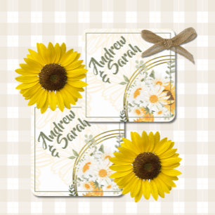 Sonnenblume Aquarell Blumen Quadratischer Aufkleber