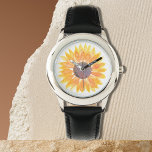 Sonnenblume Armbanduhr<br><div class="desc">Diese botanische Uhr ist mit einer gelben,  wasserfarbenen Sonnenblume geschmückt. Original Wasserfarbe © Michele Davies.</div>