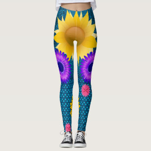 Sonnenblume Assortierte Blumen Lange Leggings Teen