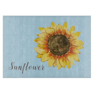 Sonnenblume auf blau schneidebrett