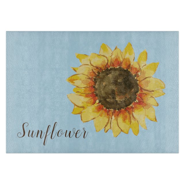 Sonnenblume auf blau schneidebrett (Vorderseite)