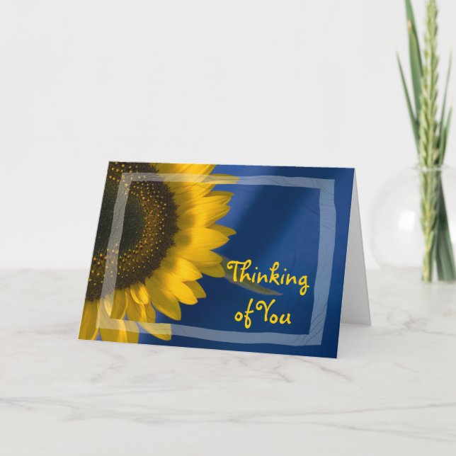Sonnenblume auf blauen Gedanken Karte (Vorderseite)