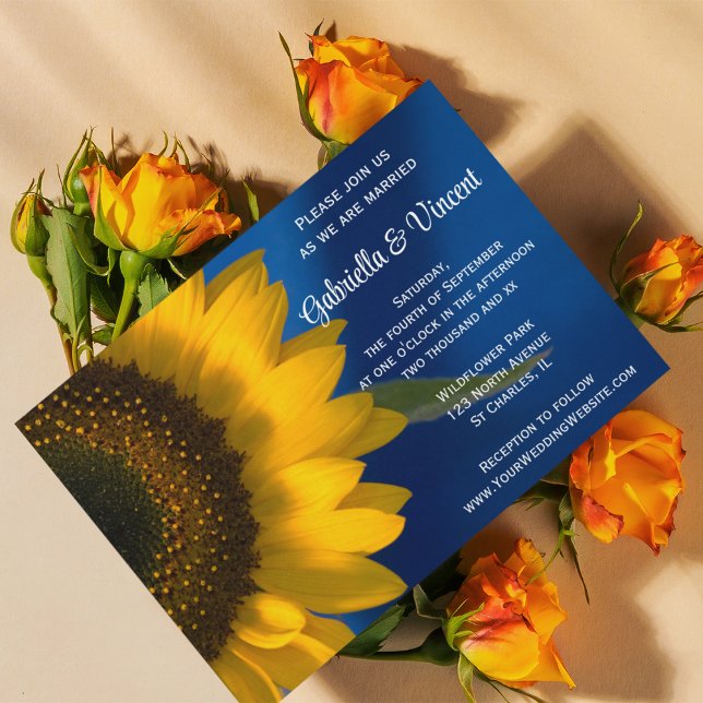 Sonnenblume auf Blue Wedding Einladung (Von Creator hochgeladen)