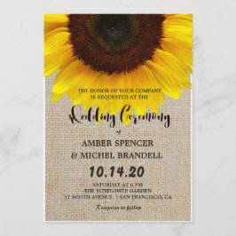 Sonnenblume auf Burlap Rustic Country Wedites Einladung