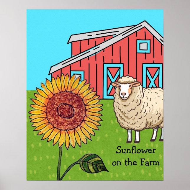 Sonnenblume auf dem Bauernhof Poster (Vorne)