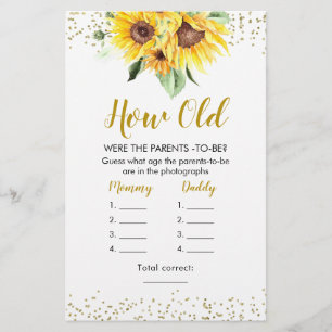 Sonnenblume auf dem Weg Babydusche wie alte Eltern