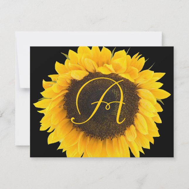 Sonnenblume auf der Black Response Card RSVP Karte (Vorderseite)