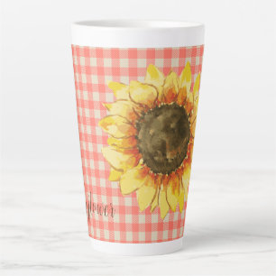 Sonnenblume auf der Tasse Gingham Latte