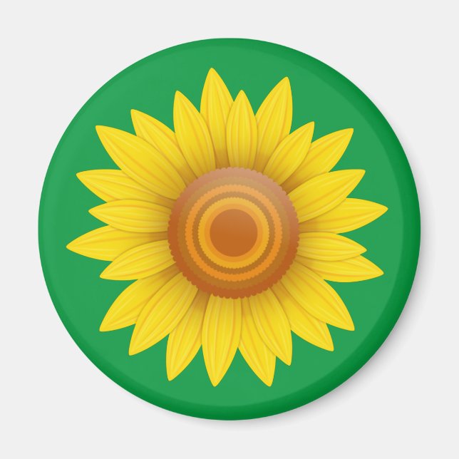 Sonnenblume auf Grün Magnet (Vorne)