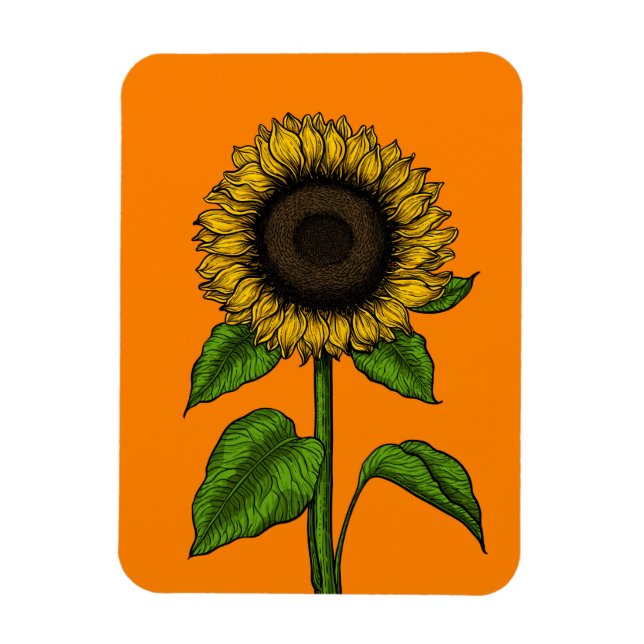 Sonnenblume auf Orange Magnet (Vertikal)