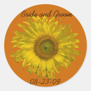 Sonnenblume auf Orange Wedding Umschlag Aufklebers Runder Aufkleber