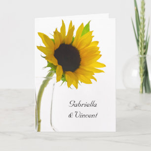Sonnenblume auf weißer Hochzeit Einladung