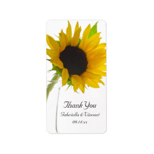 Sonnenblume auf White Wedding Vielen Dank für Ihr  Adressaufkleber