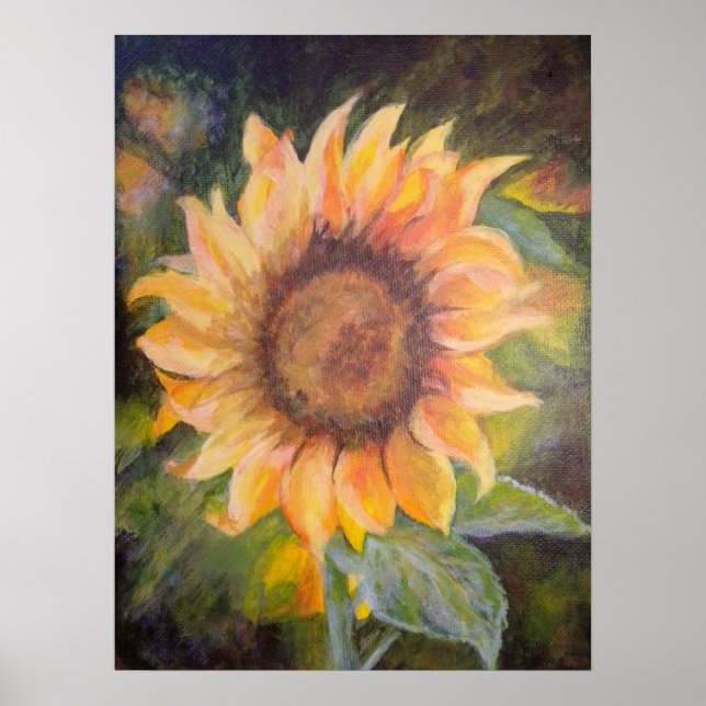 Sonnenblume aus Acrylmalerei Poster (Vorne)