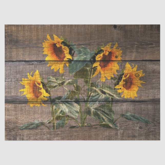 Sonnenblume aus Rustikalem Holz Seidenpapier (Vorderseite)