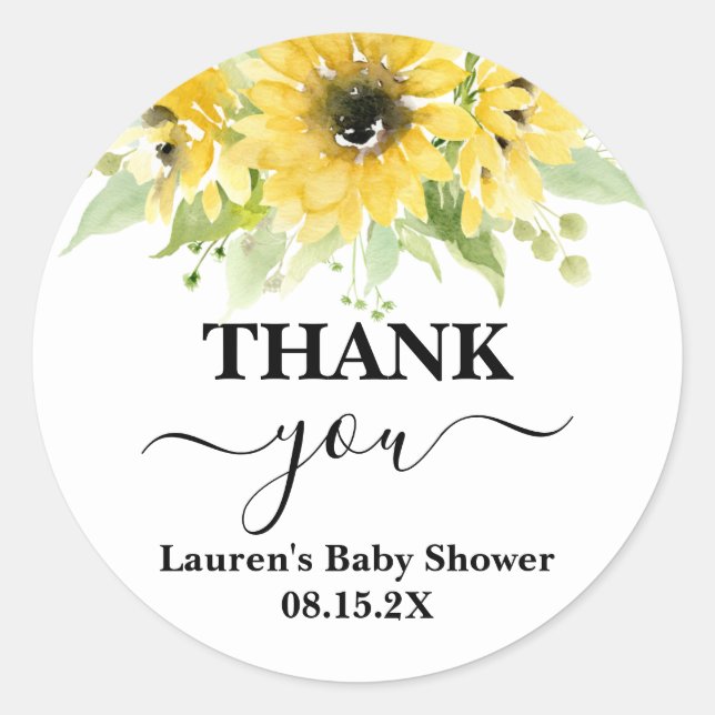 Sonnenblume Baby Duwer Girl Classic Round Sticker (Vorderseite)