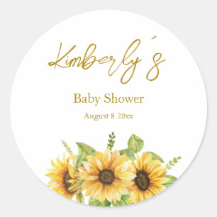 Sonnenblume   Baby In Bloom Babyparty Runder Aufkleber