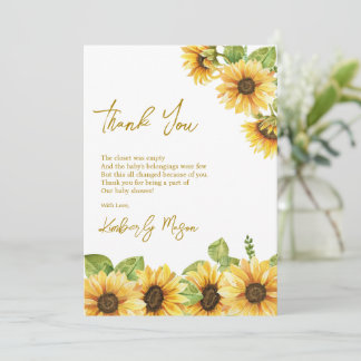 Sonnenblume | Baby in Blüte Baby Shower Dankeskarte