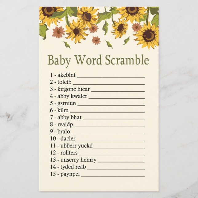 Sonnenblume Baby Wortspiel (Vorderseite)