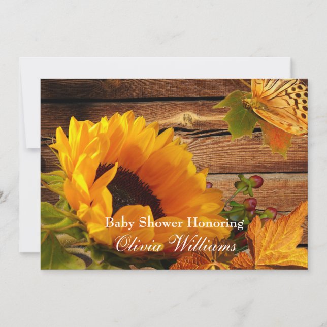 Sonnenblume Babydusche Einladungen, Country Fall Einladung (Vorderseite)