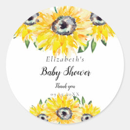 Sonnenblume Babydusche Skript Modernes Blumenmuste Runder Aufkleber