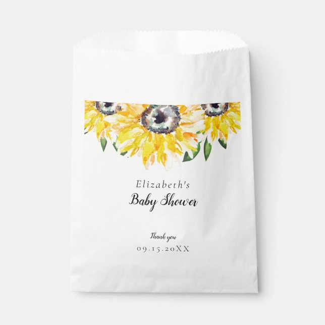 Sonnenblume Babydusche Wasserfarbe Blütenblume Geschenktütchen (Vorderseite)