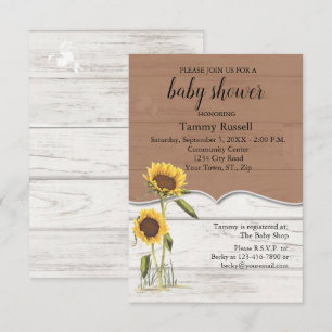 Sonnenblume Babydusche Whitewusch Barn Wood RSVP Karte