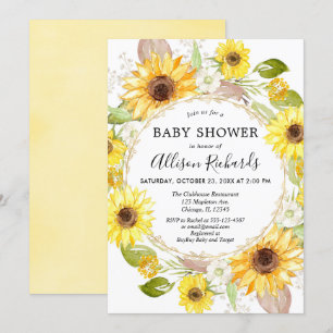 Sonnenblume-Babyparty-Einladungs-Aquarell Einladung