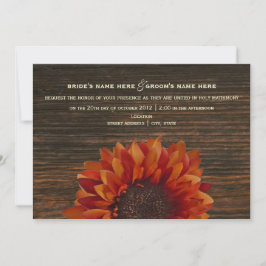 Sonnenblume & Barnwood Rustikale Hochzeit Einladun Einladung