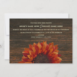 Sonnenblume & Barnwood Rustikale Hochzeit Einladun Einladung