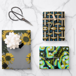 SONNENBLUME, BASKET UND BURSTEN - BESCHREIBUNGSBUC GESCHENKPAPIER SET