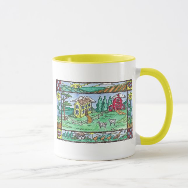 Sonnenblume-Bauernhof Tasse (Rechts)
