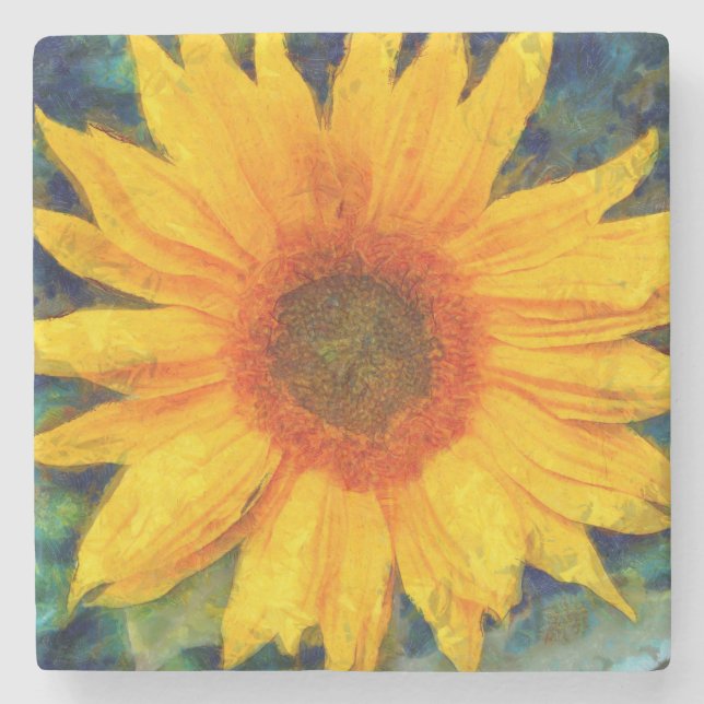 Sonnenblume Beauty Steinuntersetzer (Vorderseite)