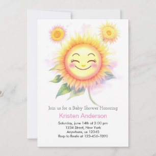 Sonnenblume Beauty Sunshine Girl Babydusche Einladung