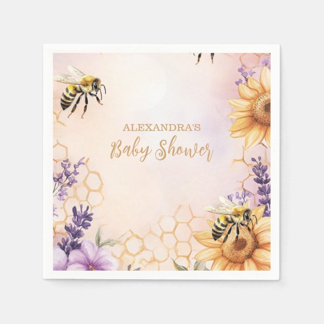 Sonnenblume Bee Baby Dusche Mommy zu Baby Dusche Serviette (Vorderseite)