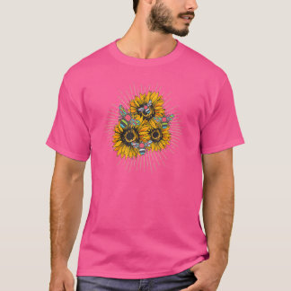 Sonnenblume Bee Happy Blume für Damen Männer T-Shirt