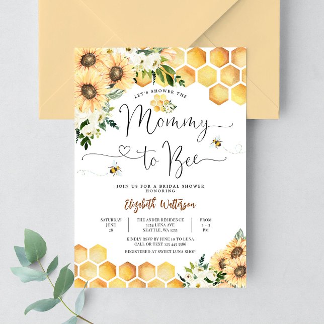 Sonnenblume Bee Mommy to Bee Baby Dusche Einladung (Von Creator hochgeladen)