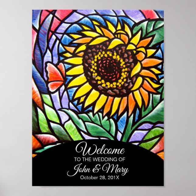 Sonnenblume Begrüßungsschild-Plakat Poster (Vorne)