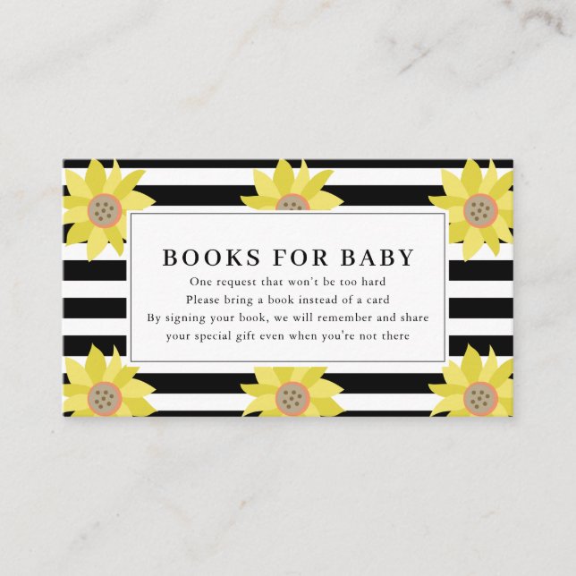 Sonnenblume Black Stripes Babydusche Anfrage Begleitkarte (Vorderseite)