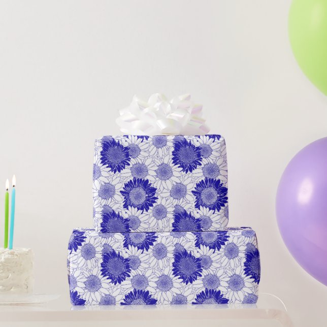 Sonnenblume Blau Geschenkpapier (Partygeschenke)
