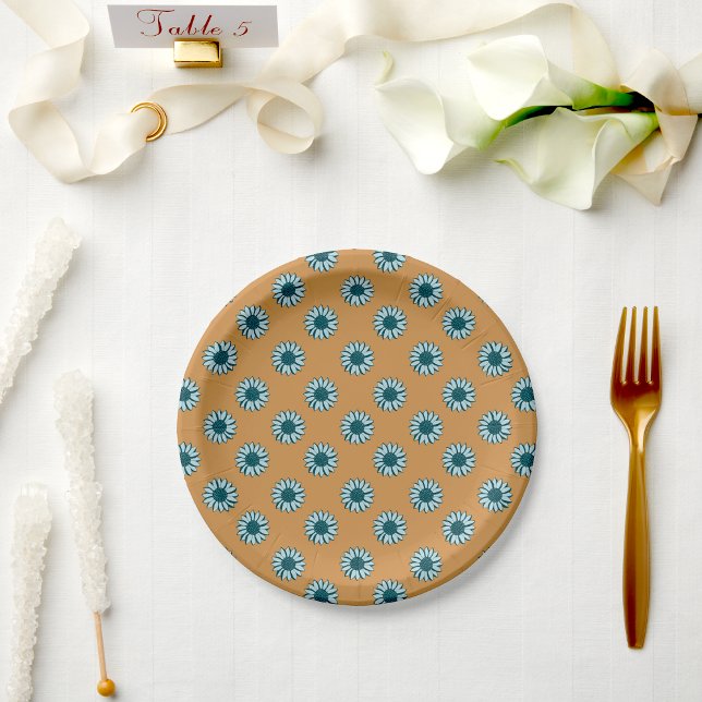 Sonnenblume Blau Tiny Blume Pappteller (Sunflower Blue Tiny Flowers Paper Plates from Studio Posies. )