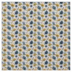Sonnenblume Blaue Blume Wasserfarbenes Muster Stoff