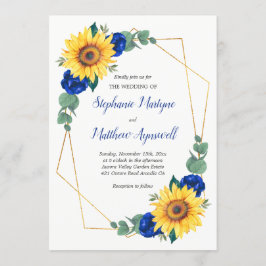 Sonnenblume Blaue Rose Geometrische Blumenzehen Einladung